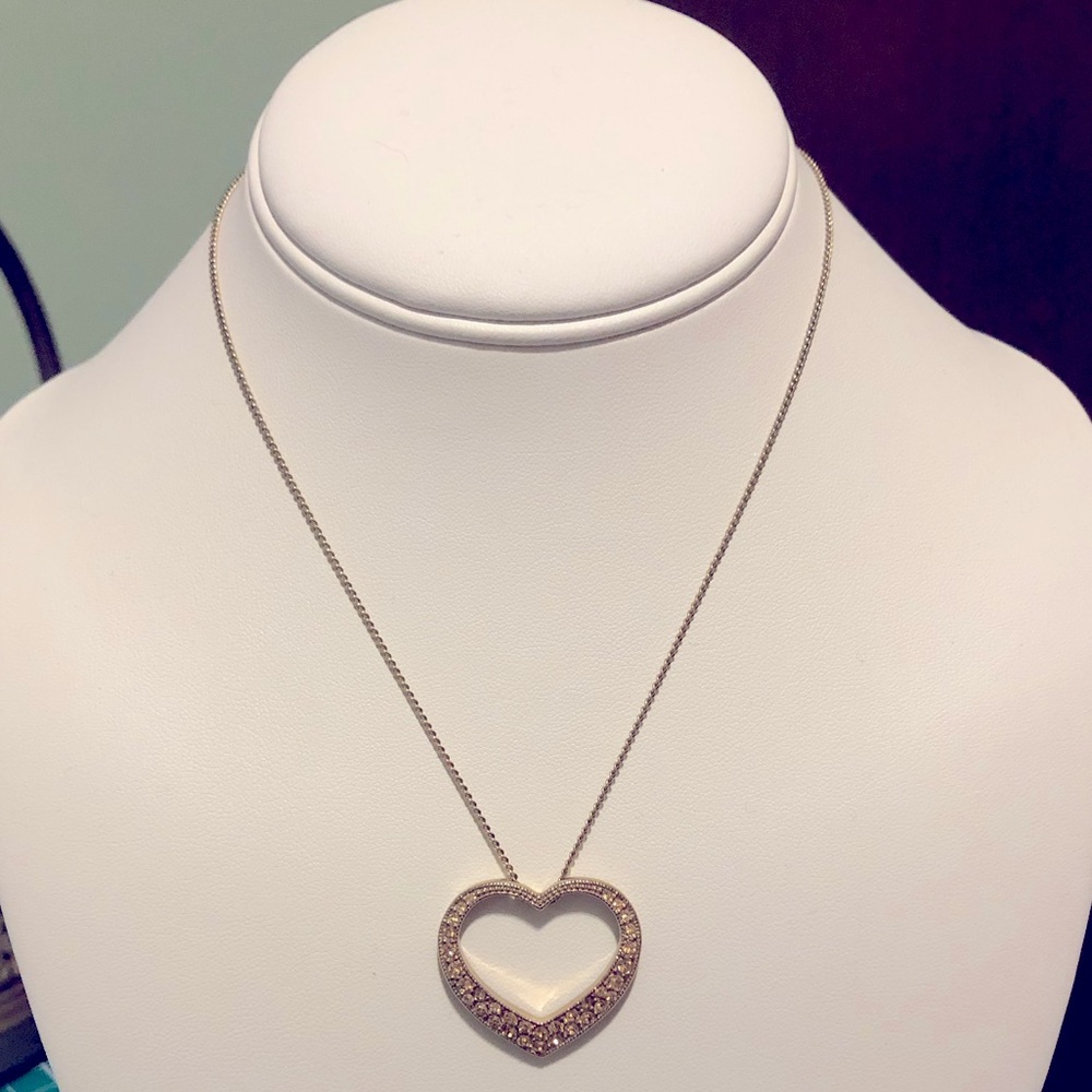 Vintage Monet gold tone rhinestone heart necklace